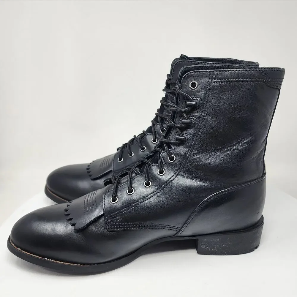 Ariat Heritage Western Lacer II Boots Men 11D Black Leather Roper Toe 32501 EUC